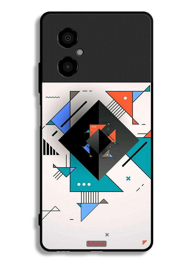 Tolwak Xiaomi Poco M4 5G Protective Case Cover Square And Triangle Shapes Abstract Pattern - Image 2