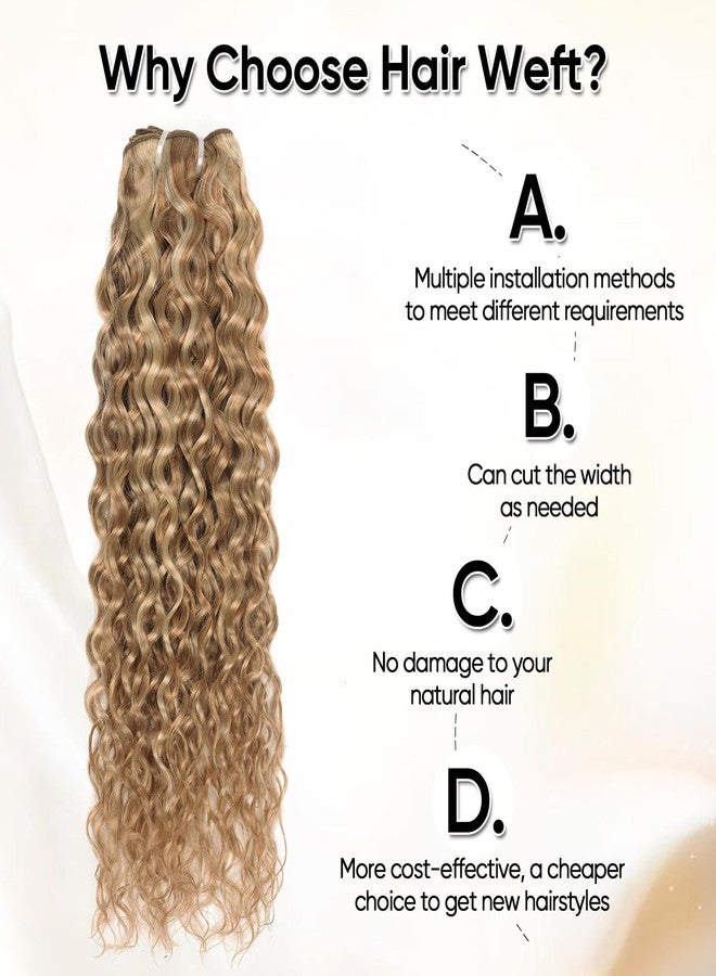 FASHION LINE Brazilian P27/613 Water Wave Blonde Human Hair Extensions Unprocessed Human Hair Bundles Weft 1PC 100g Piano Color (24") - Image 2