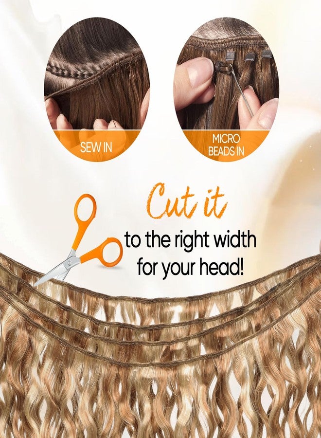 FASHION LINE Brazilian P27/613 Water Wave Blonde Human Hair Extensions Unprocessed Human Hair Bundles Weft 1PC 100g Piano Color (24") - Image 4