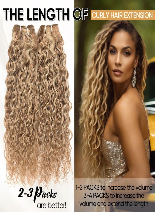 FASHION LINE Brazilian P27/613 Water Wave Blonde Human Hair Extensions Unprocessed Human Hair Bundles Weft 1PC 100g Piano Color (24") - Image 5