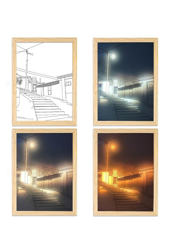 Excefore LED Night Light Painting Art Table Lamp Light Up Picture Painting Night Lights Luminous Decorative Painting Photo Night Luminous Bedroom Living Room Decoration Birthday Present - Image 1