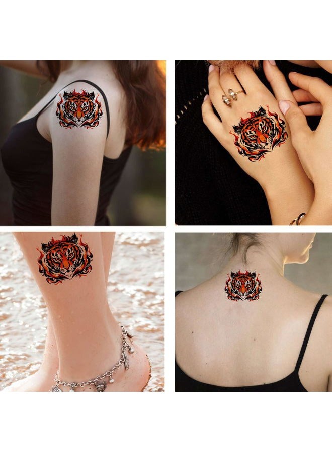 Dopetattoo ستة أوراق من الوشم المؤقت نمر في لهب للرجال نمور وشوم مزيفة للنساء الرقبة الذراع الصدر - Image 2