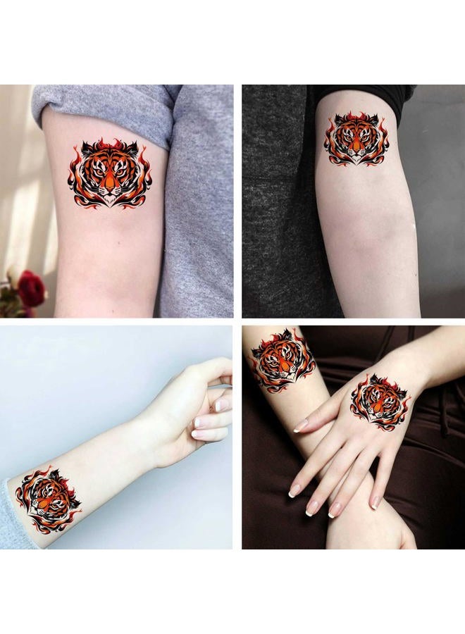 Dopetattoo ستة أوراق من الوشم المؤقت نمر في لهب للرجال نمور وشوم مزيفة للنساء الرقبة الذراع الصدر - Image 3