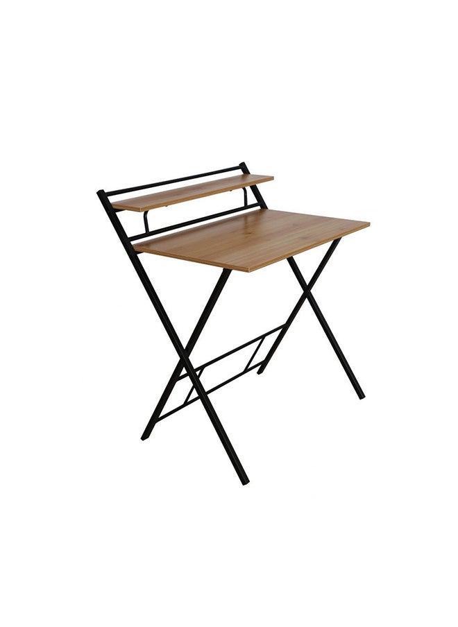 DANUBE HOME - Lupe Foldable Study Table Strong And Sturdy Rectangular Study Desk Folding Table Modern Design Desk Furniture For Home  L 84 x W 50 x H 93 cm Oak & Black - Image 1