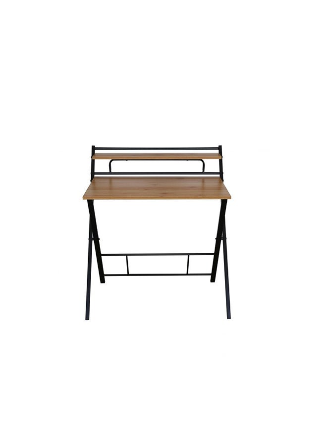 DANUBE HOME - Lupe Foldable Study Table Strong And Sturdy Rectangular Study Desk Folding Table Modern Design Desk Furniture For Home  L 84 x W 50 x H 93 cm Oak & Black - Image 1
