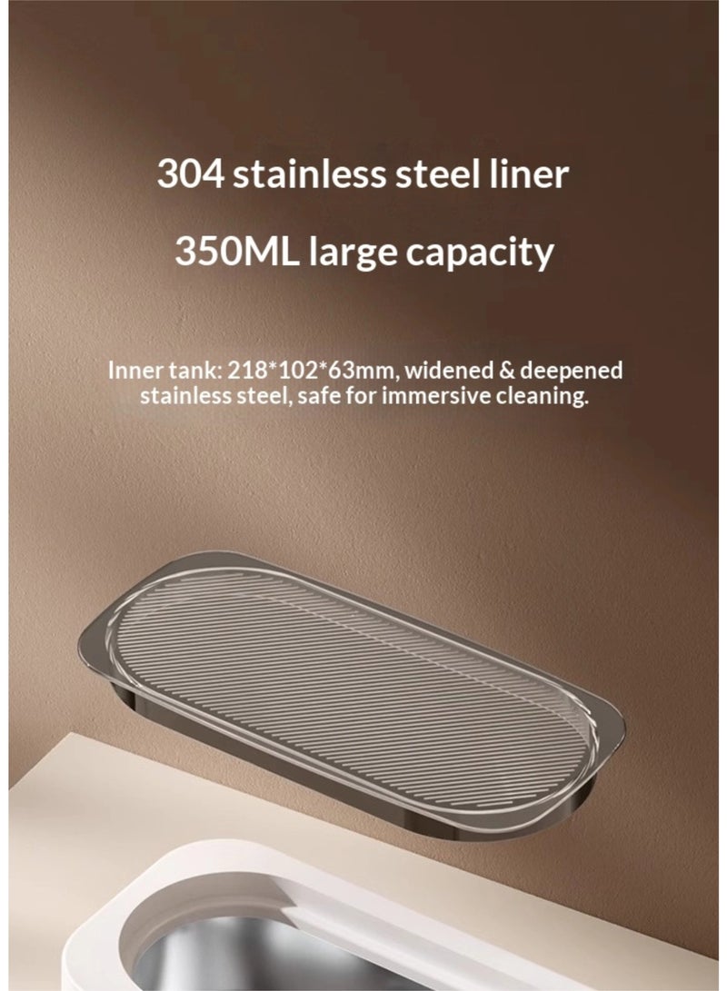 جهاز تنظيف بالموجات فوق الصوتية مع تعقيم بالأشعة فوق البنفسجية، جهاز تنظيف عميق بتردد 50 كيلو هرتز للمجوهرات وحافظات النظارات وفرش المكياج، خزان من الفولاذ المقاوم للصدأ سعة 350 مل، 4 أوضاع بلمسة واحدة - Image 2