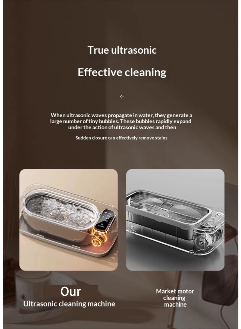 جهاز تنظيف بالموجات فوق الصوتية مع تعقيم بالأشعة فوق البنفسجية، جهاز تنظيف عميق بتردد 50 كيلو هرتز للمجوهرات وحافظات النظارات وفرش المكياج، خزان من الفولاذ المقاوم للصدأ سعة 350 مل، 4 أوضاع بلمسة واحدة - Image 5
