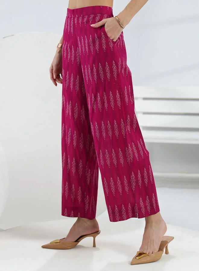 Libas  Pink Printed Cotton Ethnic Tunic and Trousers Co-Ords for Women | Best Price UAE