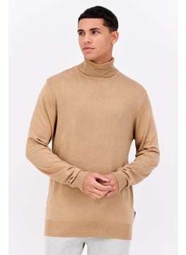 French Connection Men Turtle Neck Long Sleeves Knitted Sweater, Tan  - Image 1