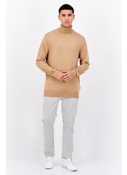 French Connection Men Turtle Neck Long Sleeves Knitted Sweater, Tan  - Image 4