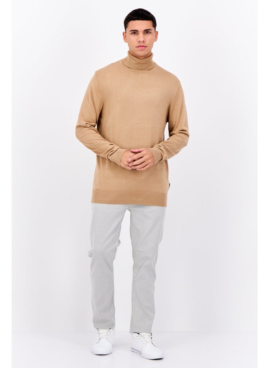 French Connection - Men Turtle Neck Long Sleeves Knitted Sweater, Tan - Image 1
