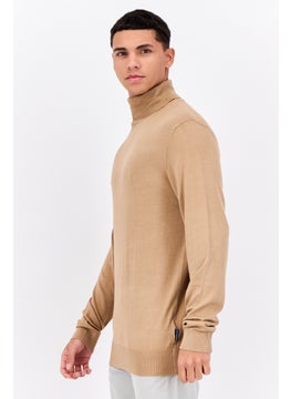 French Connection Men Turtle Neck Long Sleeves Knitted Sweater, Tan  - Image 2