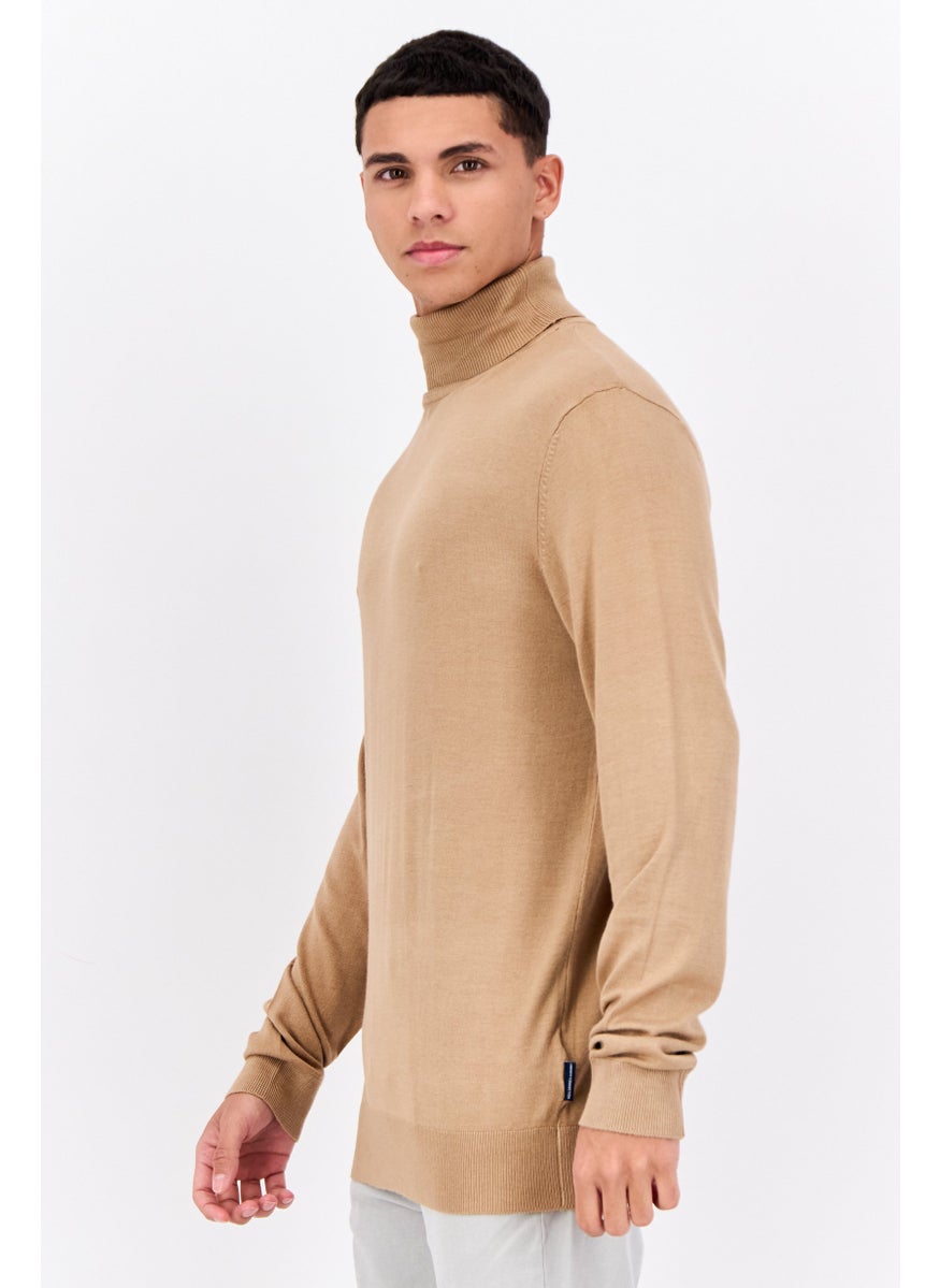 French Connection - Men Turtle Neck Long Sleeves Knitted Sweater, Tan - Image 1
