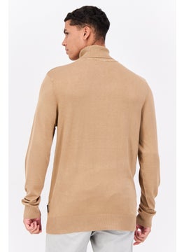 French Connection Men Turtle Neck Long Sleeves Knitted Sweater, Tan  - Image 3
