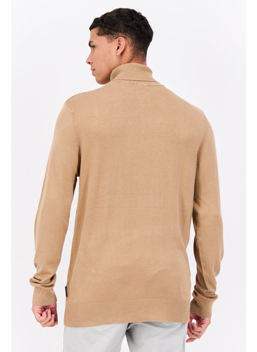 French Connection - Men Turtle Neck Long Sleeves Knitted Sweater, Tan - Image 1
