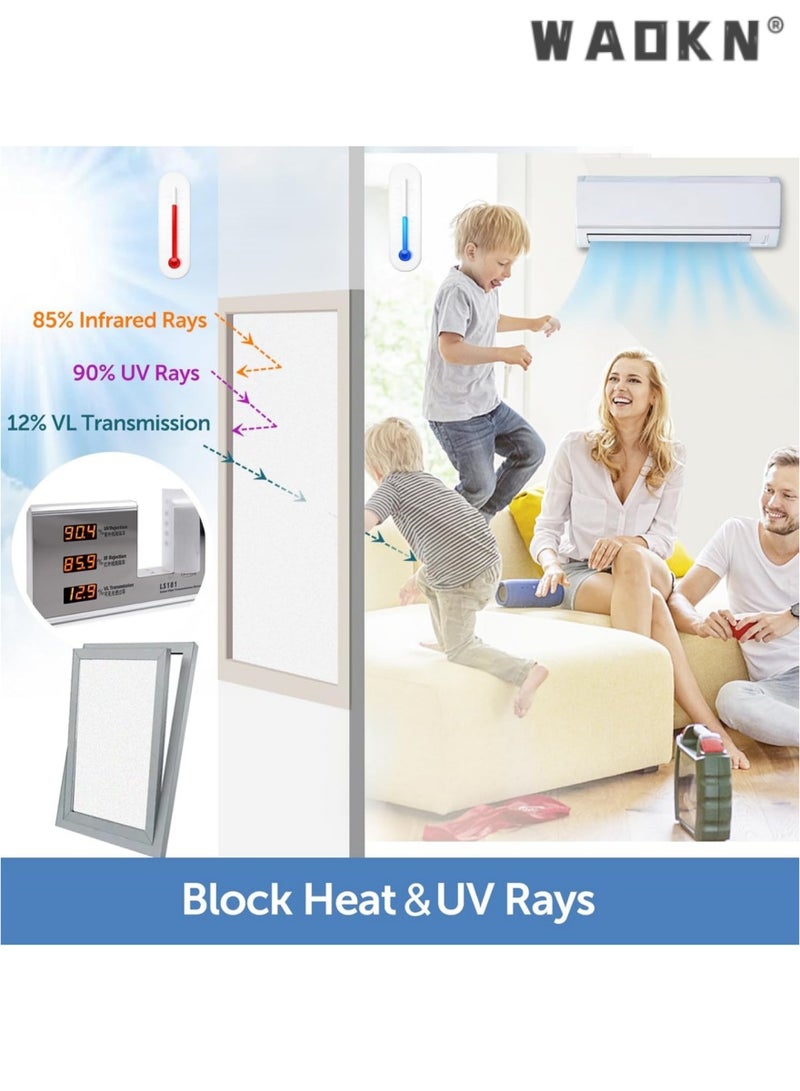 دبليو أيه أو كي أن متجمد نافذة الخصوصية فيلم - حجم كبير غير لاصقة لاصقة الزجاج الكهربائي ملصقات لتعزيز الخصوصية و الأشعة فوق البنفسجية واقية من الشمس - نوافذ المنزل والمكاتب والأبواب وغيرها من حلول التحكم الحراري - من السهل تطبيق وإزالة ديكور ملصقات ( 17.5x78.7inch ) - مثالية لفترة طويلة النوافذ والأبواب المنزلقة والزجاج سطح كبير - Image 4