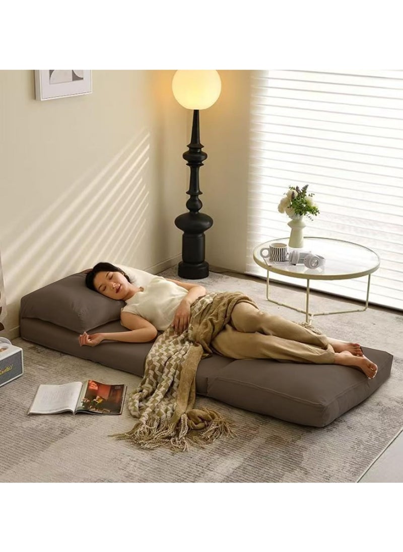 Jorunb - Foldable Tatami Sofa Bed, 3-in-1 Multi-Functional Sleeper Chair Bed, 5-Position Adjustable Folding Lazy Sofa Single-Seat Floor Sofa Chair Lounge Chair Couches, Convertible Sofa Bed Balcony(Brown) - Image 1