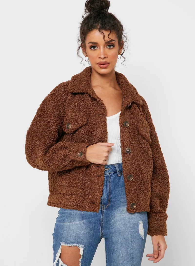 FOREVER 21 Oversized Teddy Jacket