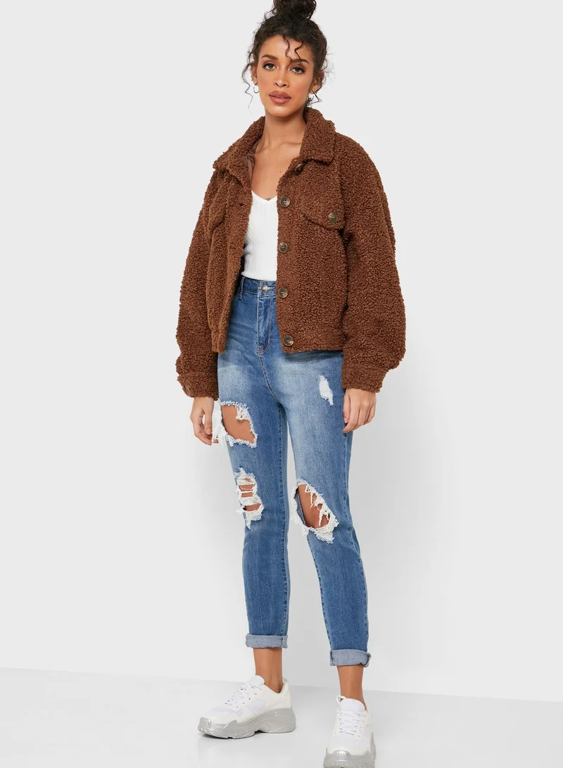FOREVER 21 Oversized Teddy Jacket
