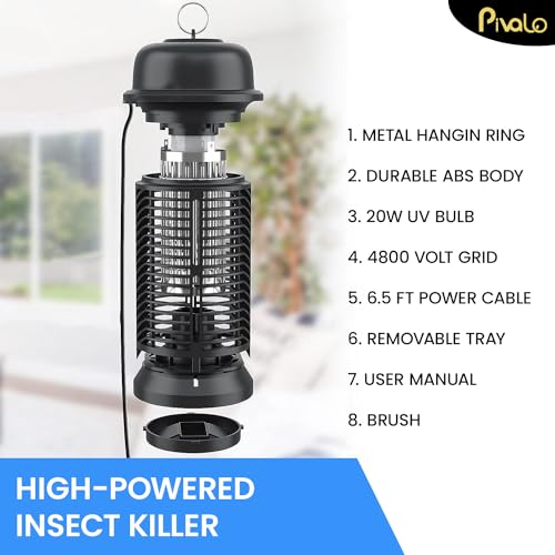 Pivalo Bug Annihilator Insect Killing Machine Mosquito Eliminator 20W Electric Bug Zapper with Shock-Resistant ABS UV Light Residential & Commercial Pest Catcher (Black, Pack of 1) - Image 2