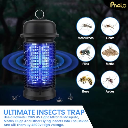 Pivalo Bug Annihilator Insect Killing Machine Mosquito Eliminator 20W Electric Bug Zapper with Shock-Resistant ABS UV Light Residential & Commercial Pest Catcher (Black, Pack of 1) - Image 5