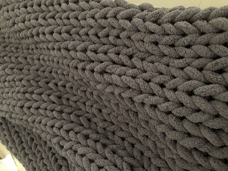 Zituop Chunky Knit Chenille Yarn for Hand Knitting Blankets, Super Soft Big Jumbo Blanket Yarn, Dark Grey - Image 2