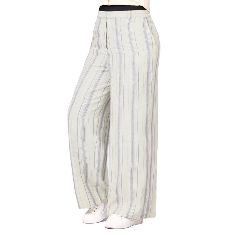 Smoky Egypt Women's High-Waisted Pure Linen Pants - Beige - Image 2