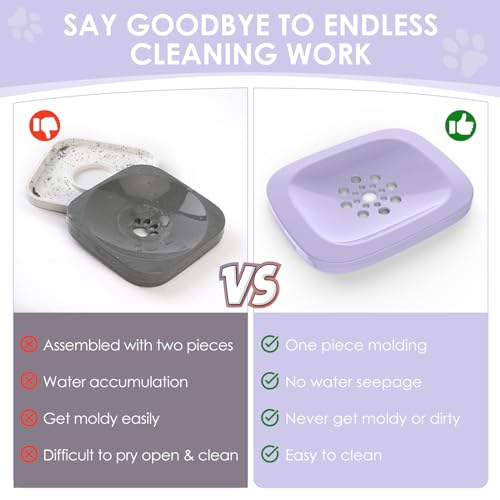 AONKEY 3L Dog Water Bowl No Spill, 101oz Large Spill Proof Dog Bowl Reduce Refill, Anti Splash No Mess Dispenser Dripless Slow Drinking Water Bowl for Sloppy Messy Drinkers (Violet) - Image 2