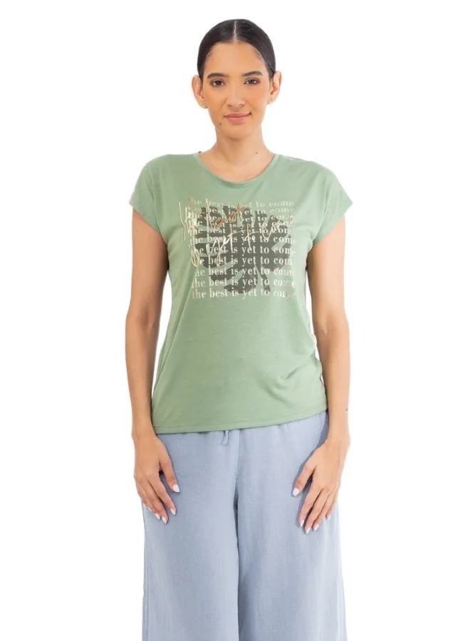 هايليز Inspirational Quote Short Sleeve T-Shirt - Sage Green