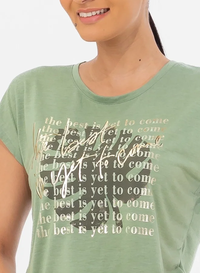 هايليز Inspirational Quote Short Sleeve T-Shirt - Sage Green