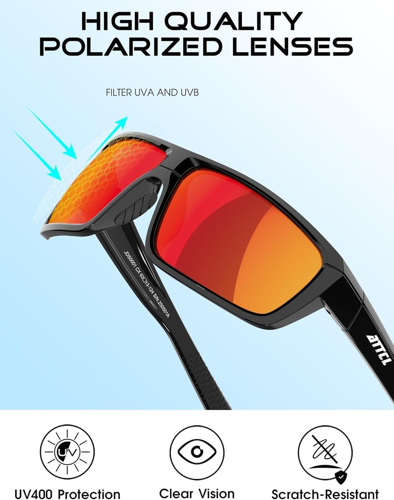 ATTCL Polarized Sunglasses Men for Fishing: UV Protection Lightweight TR90 Sports Wrap Sun Glasses Driving Golf Running - Image 4