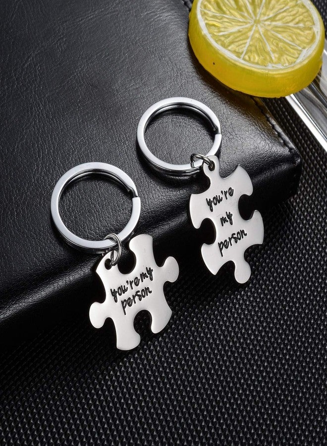 YEEQIN 2PC You're My Person Puzzle Stainless Steel Keychain Jewelry Set Valentines Day Best Friend Gift Key Chain - Image 2