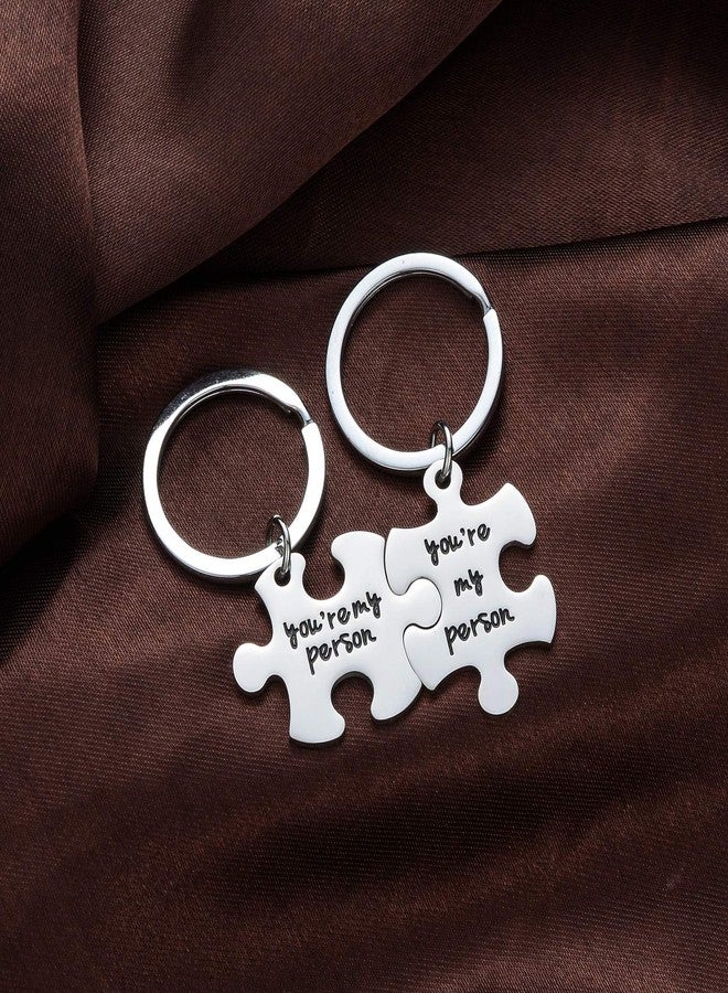 YEEQIN 2PC You're My Person Puzzle Stainless Steel Keychain Jewelry Set Valentines Day Best Friend Gift Key Chain - Image 5