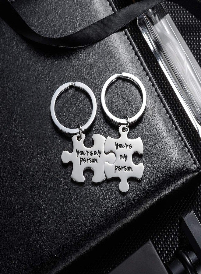 YEEQIN 2PC You're My Person Puzzle Stainless Steel Keychain Jewelry Set Valentines Day Best Friend Gift Key Chain - Image 3