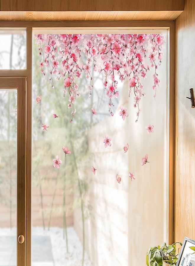 Supzone Cherry Blossom Window Clings - Reusable Pink Fallen Flowers Decals - Thicken Anti-Collision Double-Side Window Stickers for Home Decoration - Image 5
