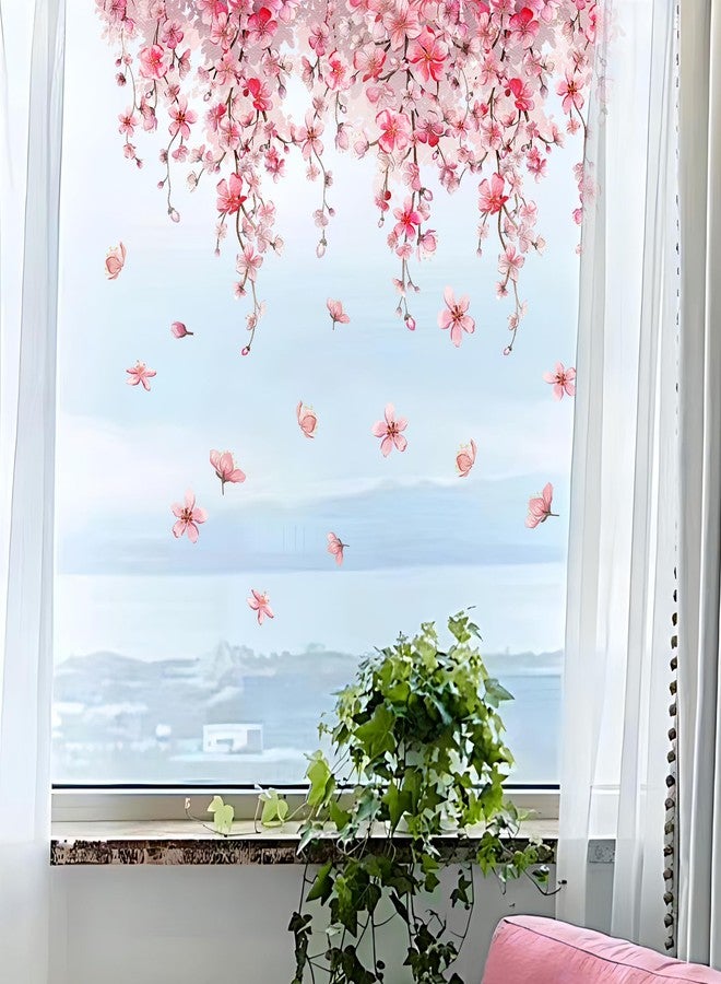 Supzone Cherry Blossom Window Clings - Reusable Pink Fallen Flowers Decals - Thicken Anti-Collision Double-Side Window Stickers for Home Decoration - Image 4