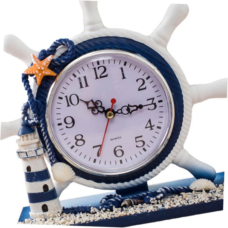 Ciieeo Lighthouse Decor Clock Home Living Room Nautical Decor Silent Mantel Clock for Artistic Style - Image 1