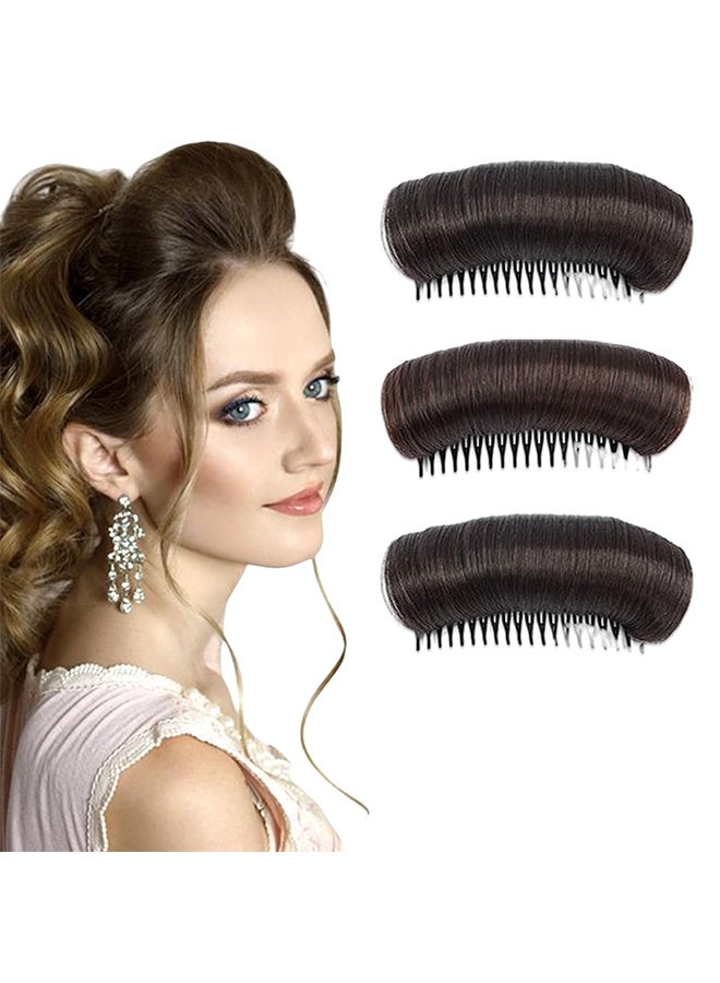 3 Pieces Hair Bun Invisible False Hair Clip Base Bump Fluffy Tool Volume Princess Styling Increased for Women Girls Black Hair Pad Accessories Thickening Fluffy Hairpin - Image 1