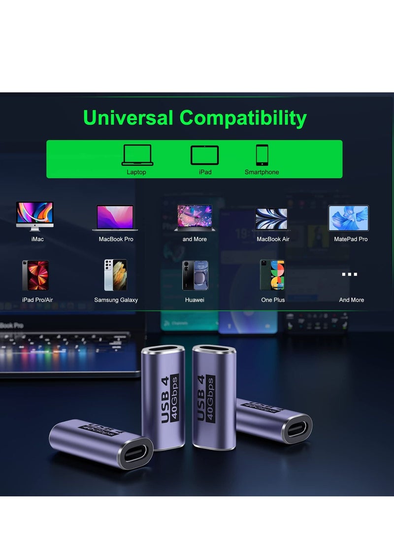 Y&D - USB C Female to Adapter (4 Pack) Coupler with 40 Gbps PD 100W 8K 60hz Video Compatible for Thunderbolt 4/3, MacBook Pro/Air, USB-C HUB, Magsafe and More Type DevicesUSB Co - Image 1