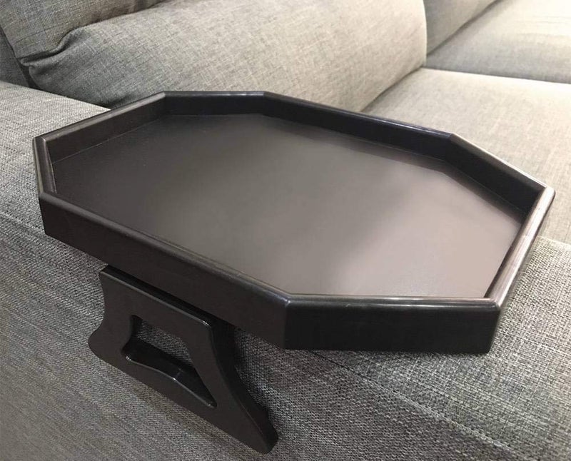 Xchouxer Sofa Arm Clip Table, Armrest Tray Table, Drinks/Remote Control/Snacks Holder (Plastic, Black) … - Image 1