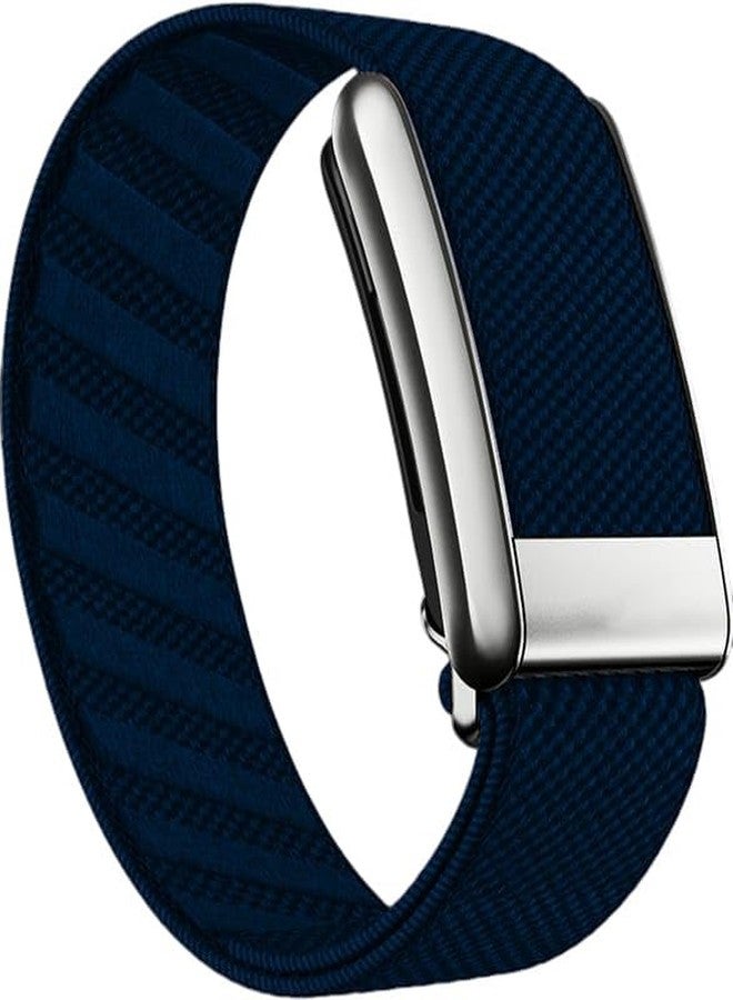 DADO Premium Nylon Sport Band Compatible with WHOOP 4.0, Adjustable Stretch Wrist Strap for WHOOP Fitness Tracker–Breathable, Durable & Secure Fit Strap with Metal Buckle (Deep Blue with Silver)