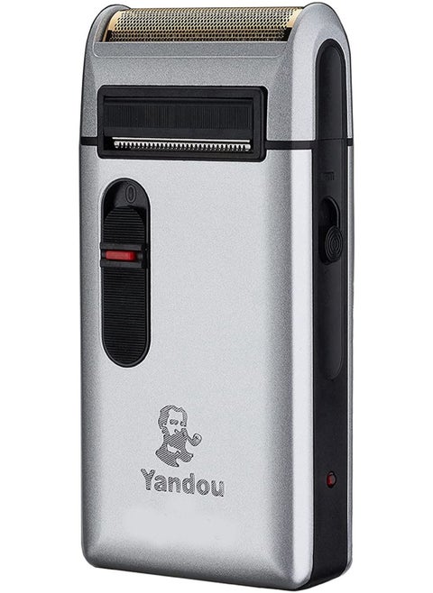 Chin Smoothing Machine For Men by Styleader and yandou, with 24K Gold Coated Foil Blade and Popup Beard Trimmer, Rechargeable Electric Razor for Men -Silver