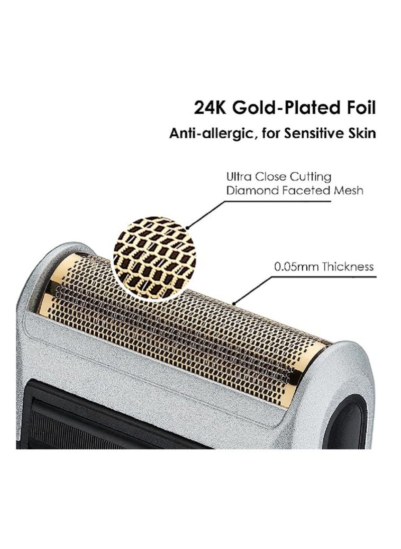 Chin Smoothing Machine For Men by Styleader and yandou, with 24K Gold Coated Foil Blade and Popup Beard Trimmer, Rechargeable Electric Razor for Men -Silver