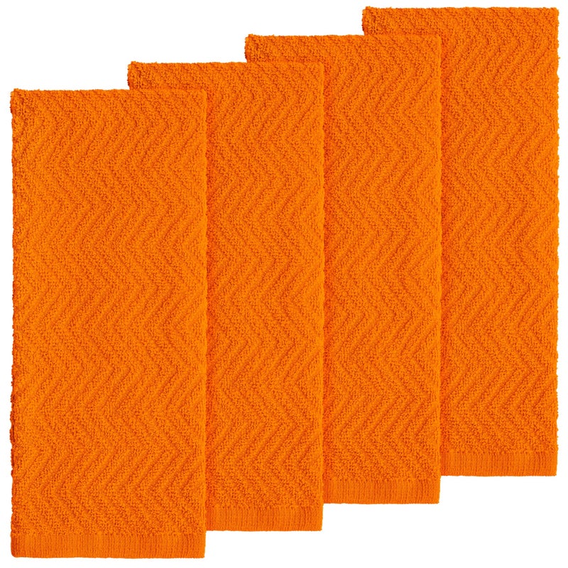 DecorRack 100% Cotton Kitchen Towels, 15" x 25" Absorbent Dish Towels [Premium Quality 400 GSM] Orange (Pack of 4) - Image 2