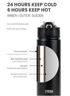 TYESO New Portable Stainless Steel Sports Thermos Cup With Direct Drinking Straw, Simple And Trendy  - Image 2