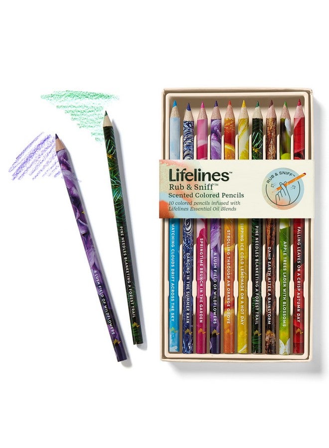 لايف لاينز أقلام رصاص ملونة معطرة، عبوة من 10 قطع من مجموعة باليت الكلاسيكية - مجموعة أقلام رصاص ملونة قابلة للفرك والشم مملوءة بمزيج من الزيوت العطرية للفنون والحرف اليدوية وكتب التلوين واللوازم المدرسية - Image 1