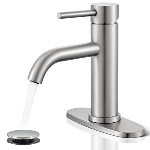 WINKEAR Brushed Nickel Bathroom Faucet WINKEAR Single Hole Bathroom Faucet with Popup Drain and Flexible Hoses Single Handle for Sink Vanity RV Modern Farmhouse - Image 1