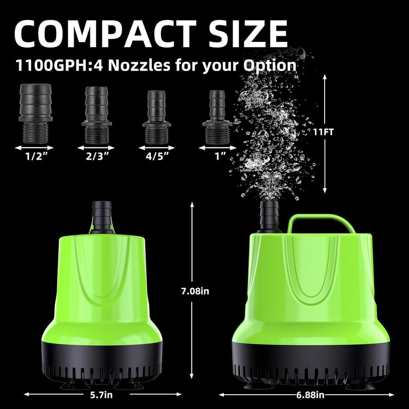 FREESEA Fountain Submersible Water Pump: 1100 GPH 100W Small Sump Pump for Outdoor Pond Hydroponic Statuary Waterfall Aquarium Fish Tank - Image 3