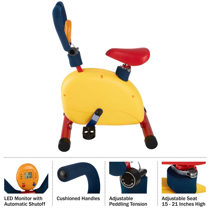 Hey! Play! Kids Exercise Bike - Indoor Stationary Cycle Riding Toy with Adjustable Seat - Kids Workout Equipment for Boys and Girls Ages 4 and Up by Hey Play - Image 2
