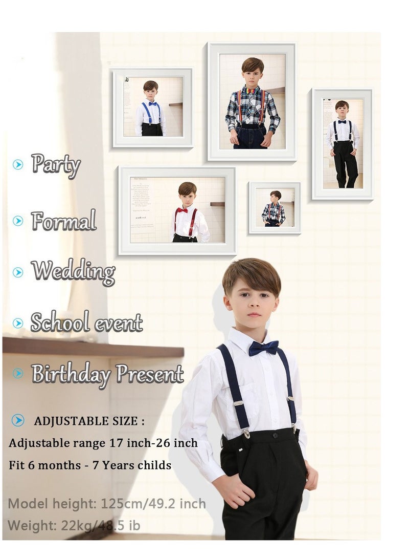 Kids Boy Suspenders Bowtie Set - Adjustable Child Suspender for Toddler and Girls (Black)